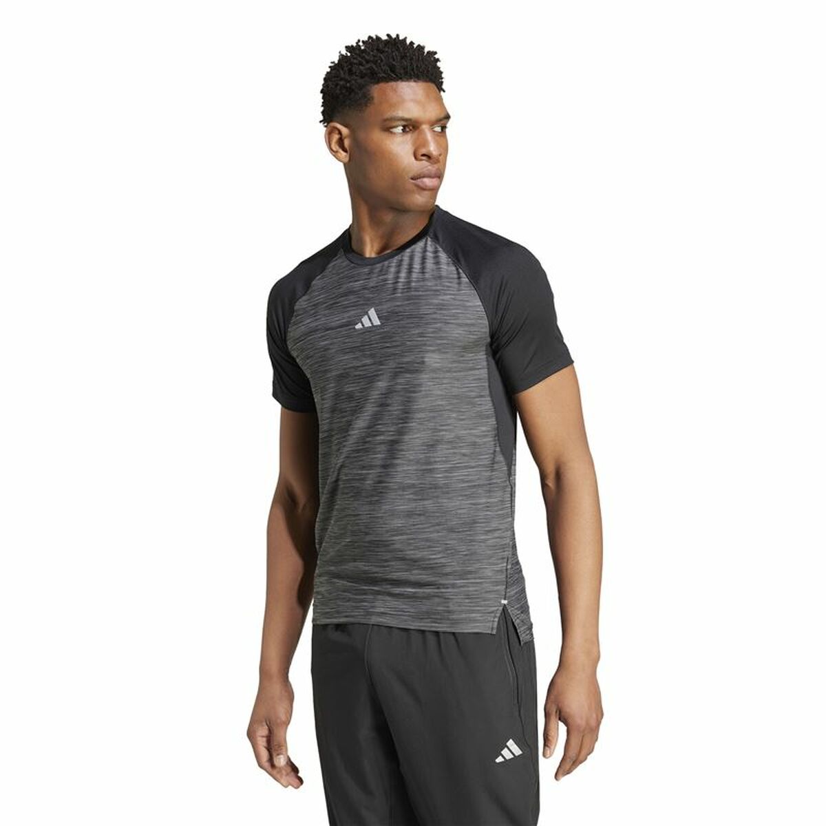 Ανδρική Μπλούζα με Κοντό Μανίκι Adidas Gym+ Training Μαύρο Γκρι