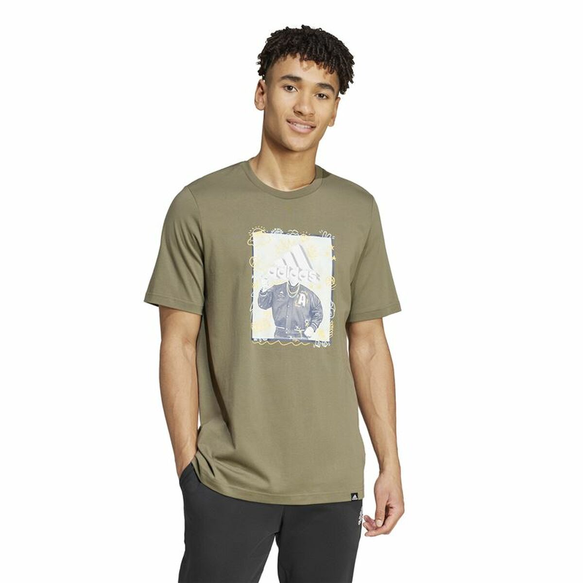 Ανδρική Μπλούζα με Κοντό Μανίκι Adidas Doodle Graphic Πράσινο