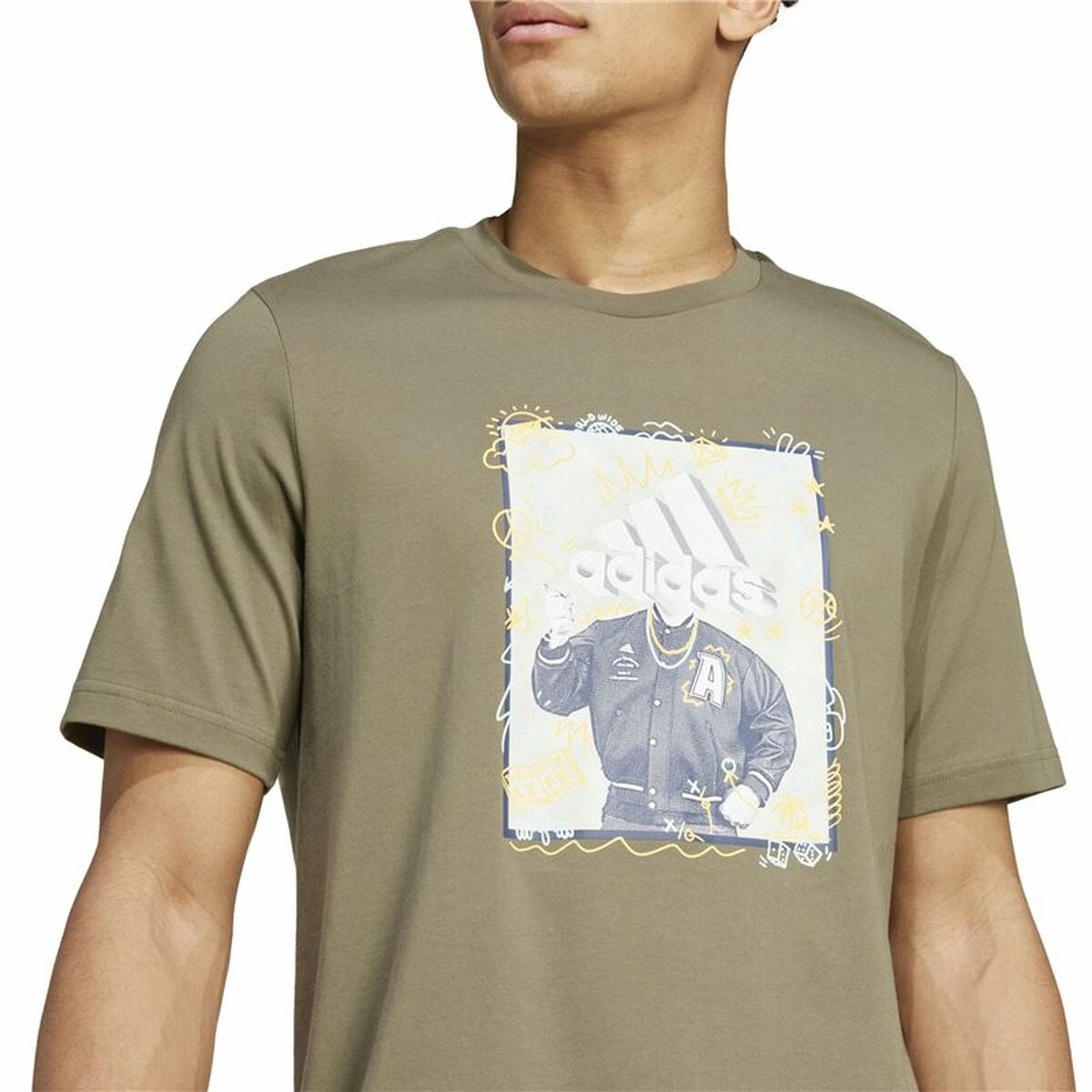 Ανδρική Μπλούζα με Κοντό Μανίκι Adidas Doodle Graphic Πράσινο