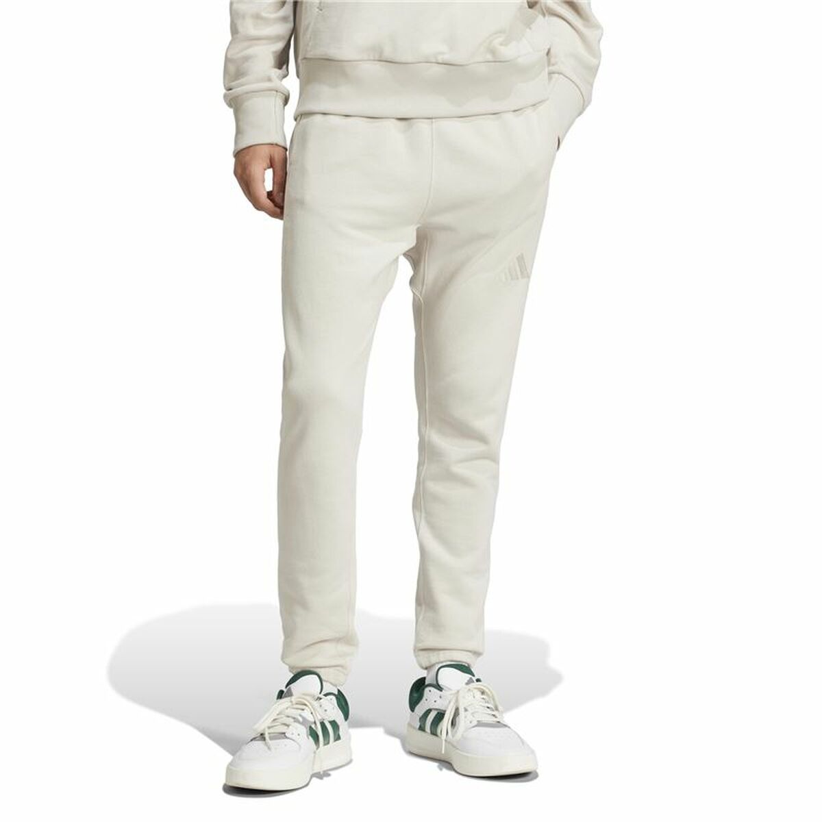 Μακρύ Αθλητικό Παντελόνι Adidas All Szn French Terry Regular Tapered Λευκό Μπεζ Άντρες