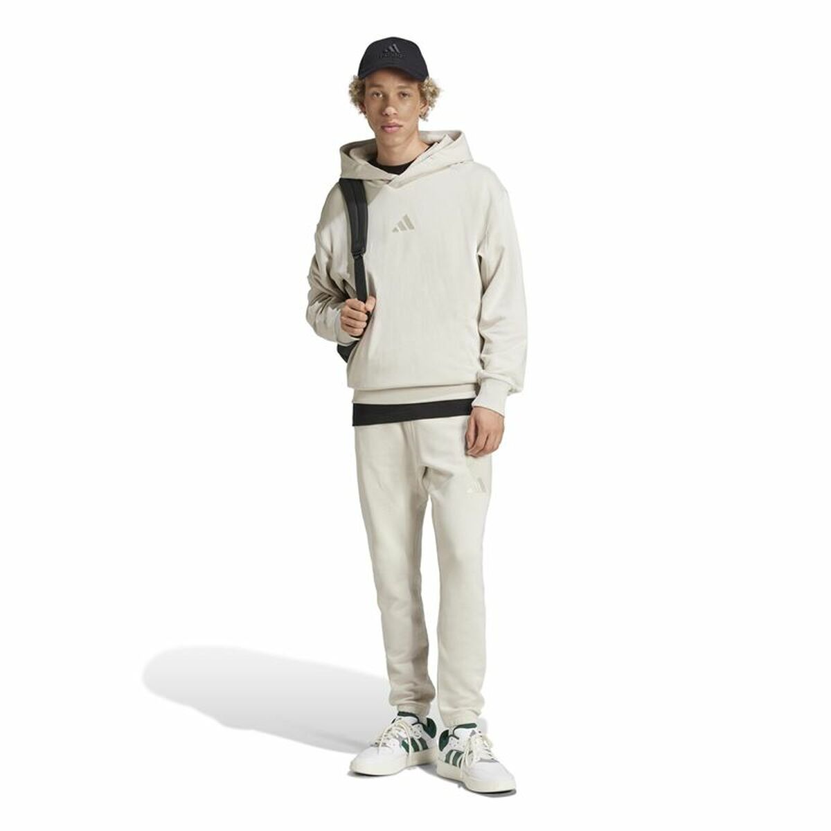 Μακρύ Αθλητικό Παντελόνι Adidas All Szn French Terry Regular Tapered Λευκό Μπεζ Άντρες