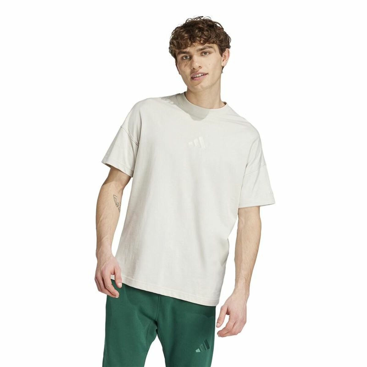 Ανδρική Μπλούζα με Κοντό Μανίκι Adidas All Szn Λευκό Μπεζ