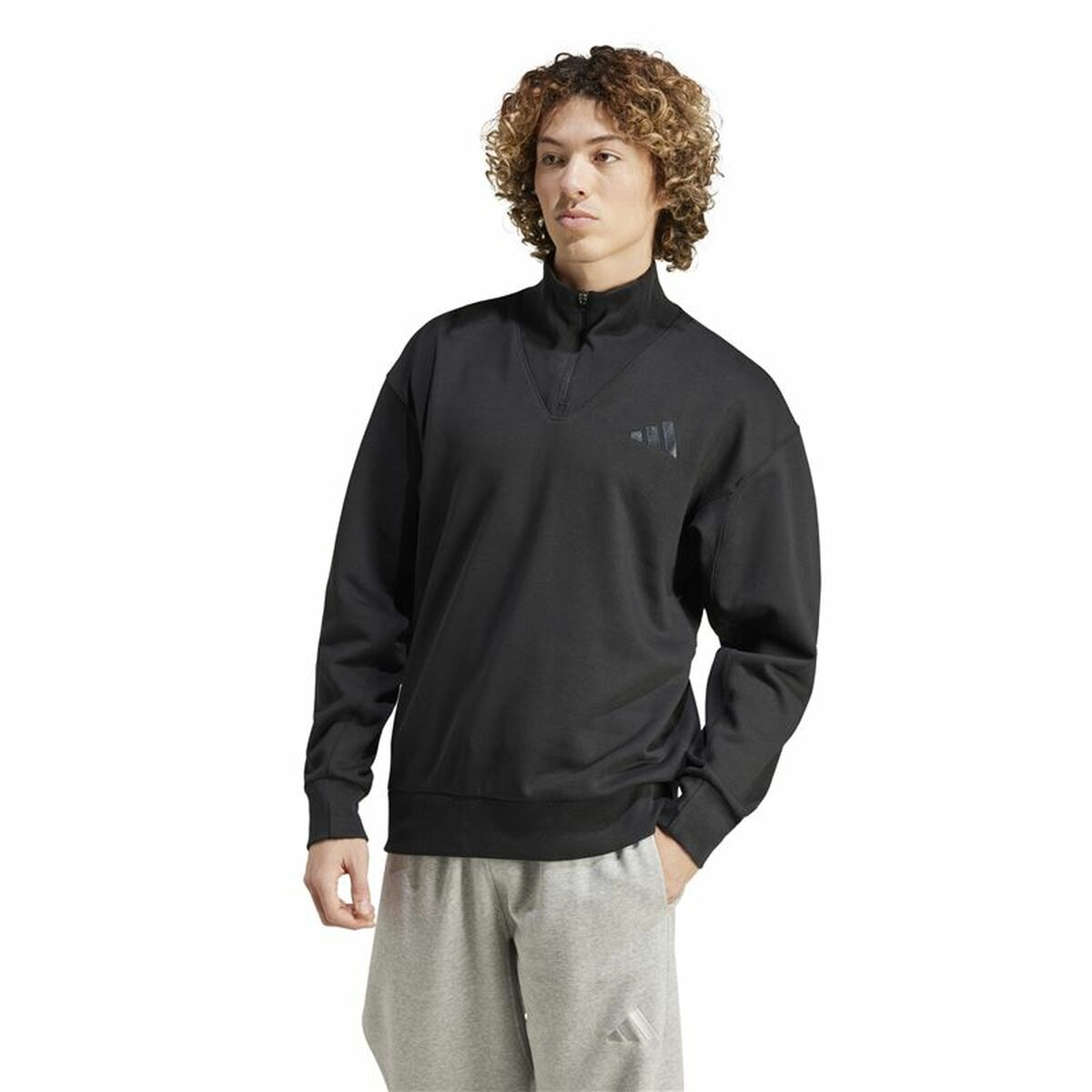 Ανδρικό Φούτερ χωρίς Κουκούλα Adidas All Szn Fleece 1/4 Zip Crew Μαύρο