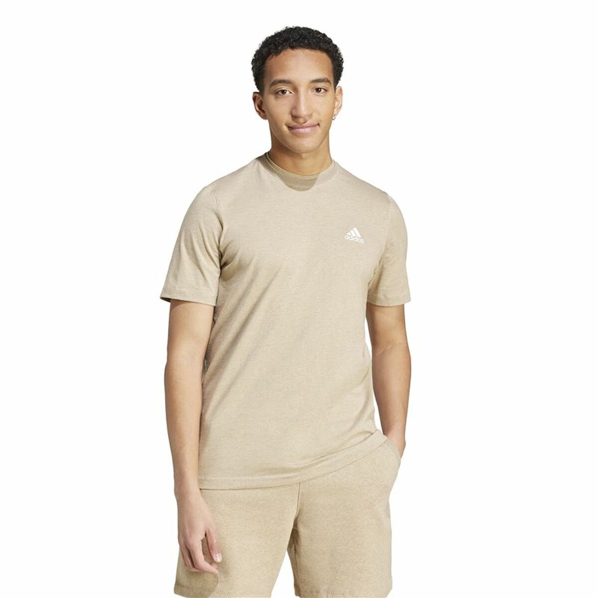 Ανδρική Μπλούζα με Κοντό Μανίκι Adidas Seasonal Essentials Melange Μπεζ