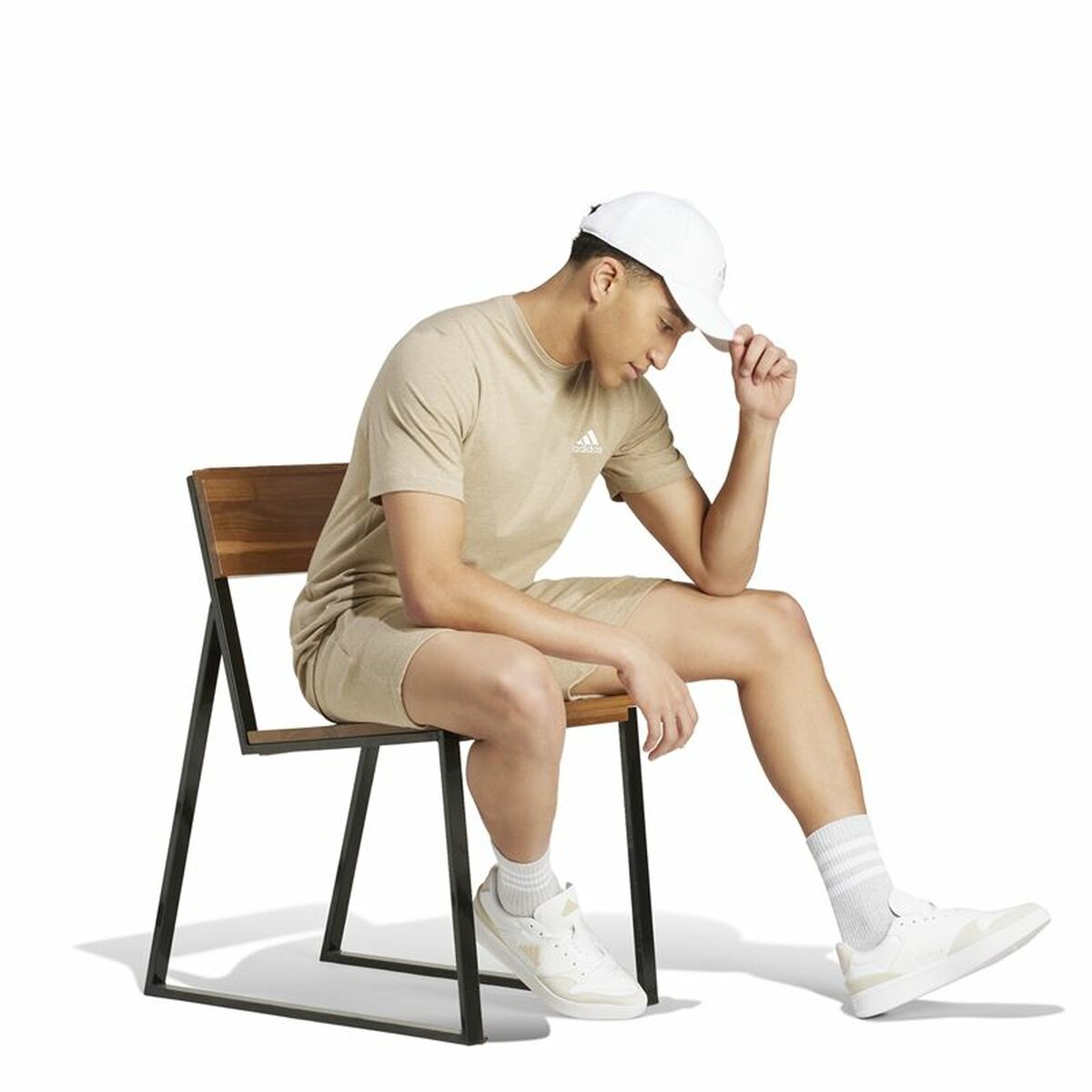 Ανδρική Μπλούζα με Κοντό Μανίκι Adidas Seasonal Essentials Melange Μπεζ