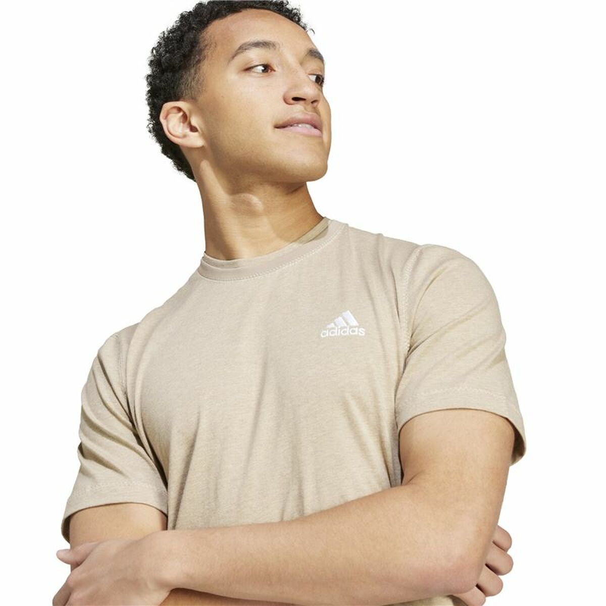 Ανδρική Μπλούζα με Κοντό Μανίκι Adidas Seasonal Essentials Melange Μπεζ