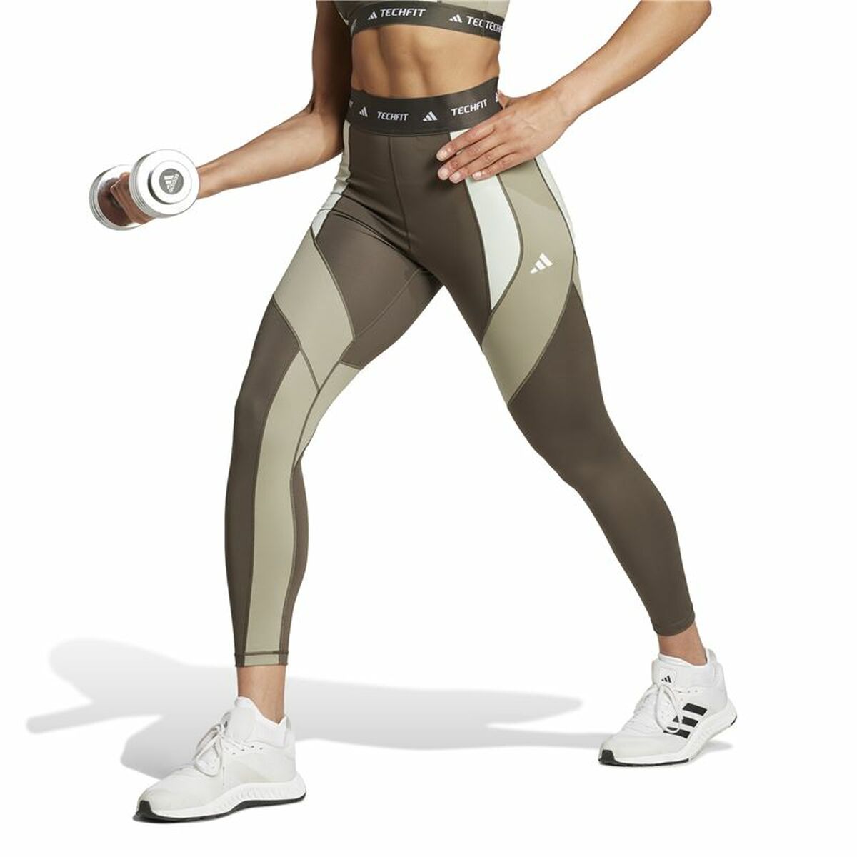 Αθλητικά Γυναικεία Κολάν Adidas Techfit 7/8 Colorblock Καφέ Γκρι