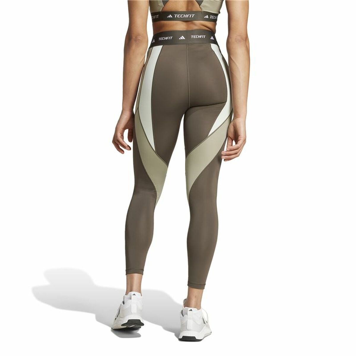 Αθλητικά Γυναικεία Κολάν Adidas Techfit 7/8 Colorblock Καφέ Γκρι