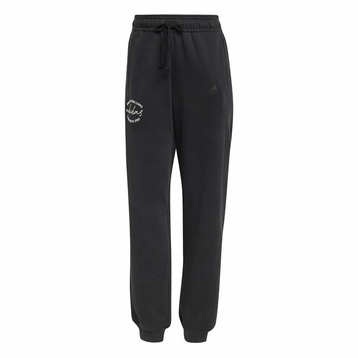 Μακρύ Αθλητικό Παντελόνι Adidas Signature Graphic Print Fleece Loose Μαύρο Γυναίκα