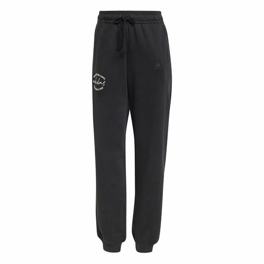Μακρύ Αθλητικό Παντελόνι Adidas Signature Graphic Print Fleece Loose Μαύρο Γυναίκα