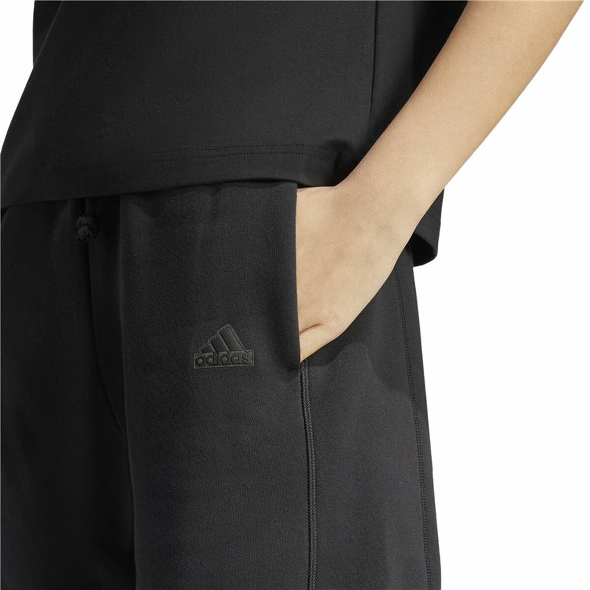 Μακρύ Αθλητικό Παντελόνι Adidas Signature Graphic Print Fleece Loose Μαύρο Γυναίκα