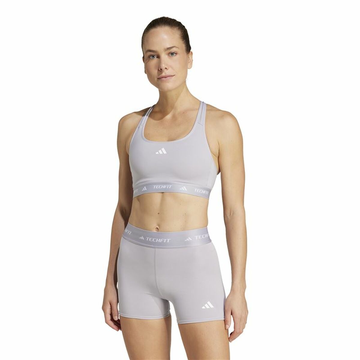 Αθλητικό σουτιέν Adidas Techfit Γκρι