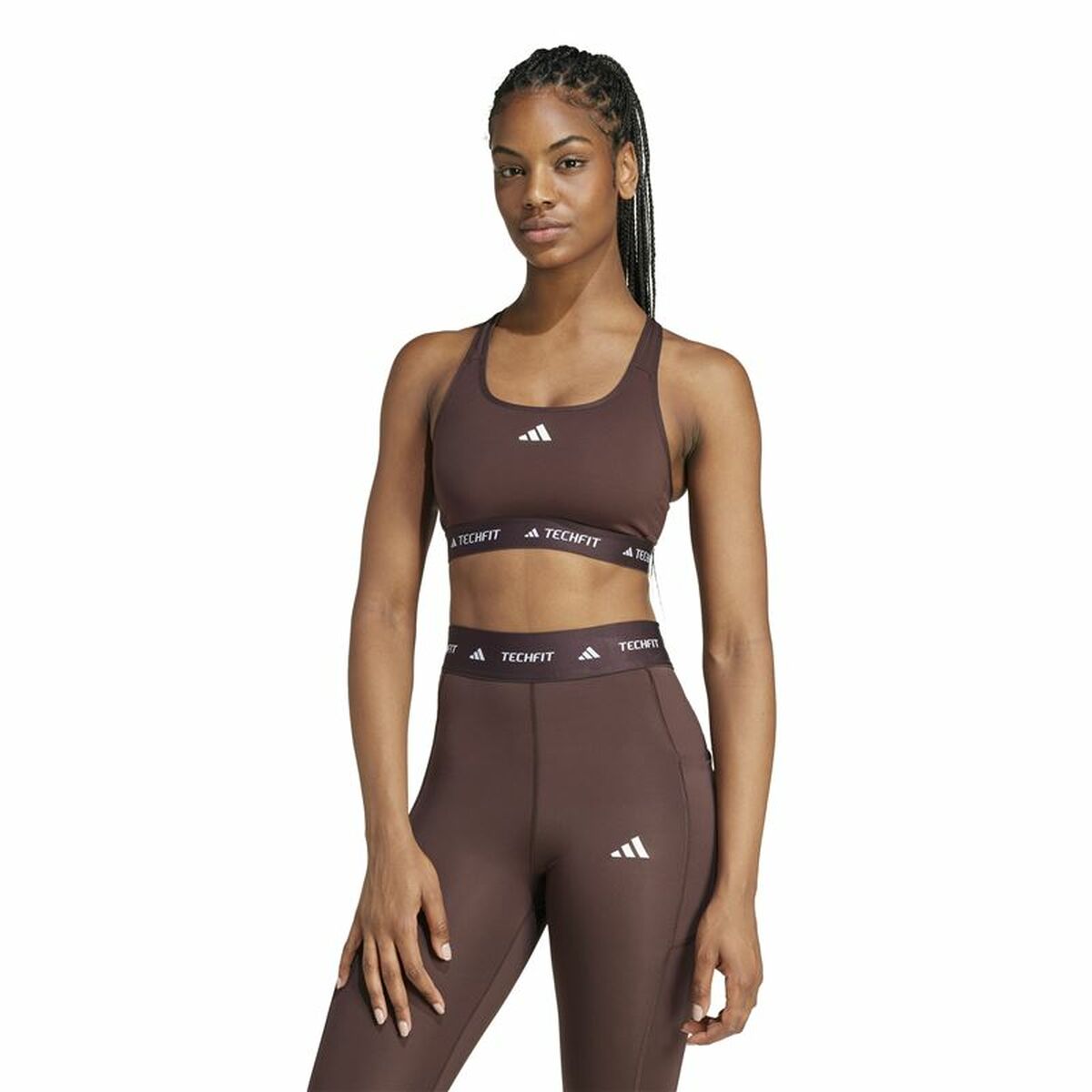 Αθλητικό σουτιέν Adidas Techfit Medium Καφέ