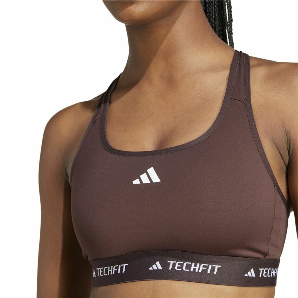 Αθλητικό σουτιέν Adidas Techfit Medium Καφέ