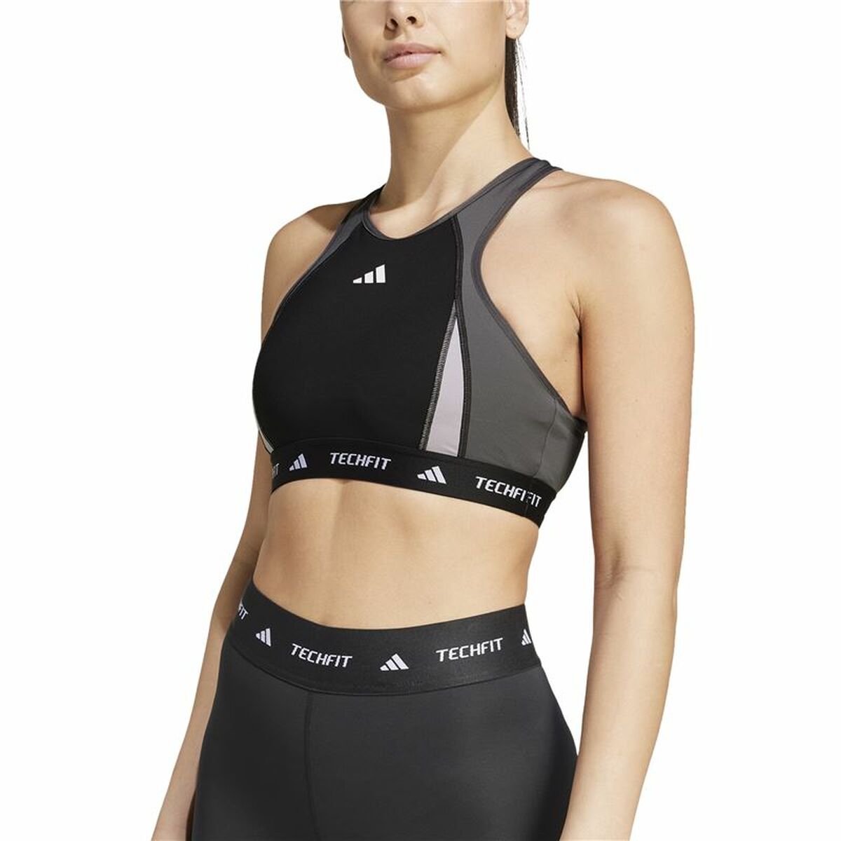 Αθλητικό σουτιέν Adidas Techfit  Μαύρο