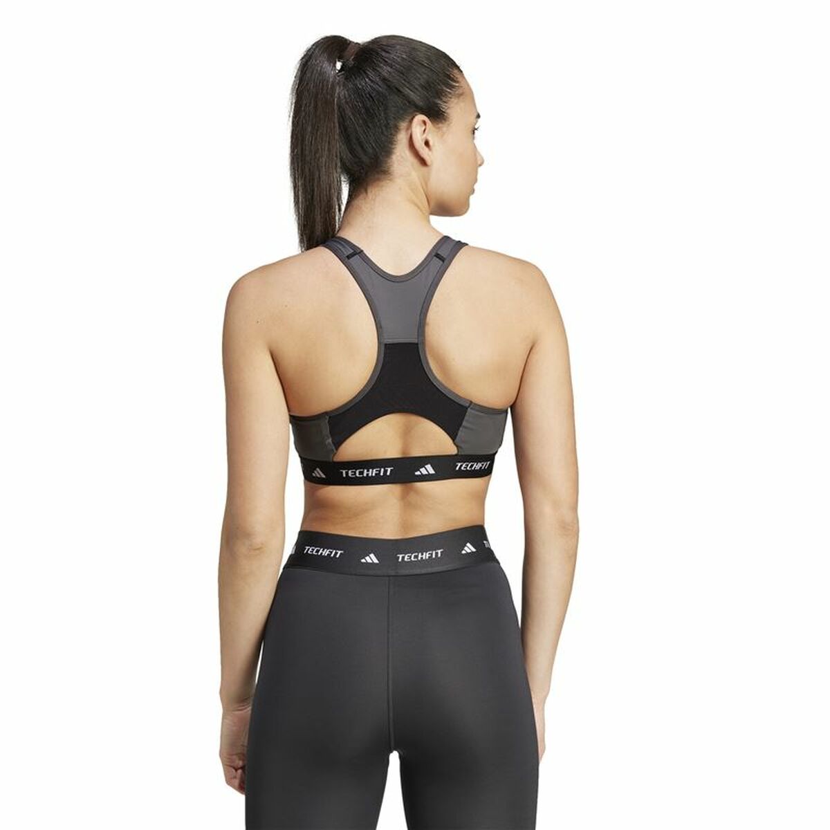 Αθλητικό σουτιέν Adidas Techfit  Μαύρο