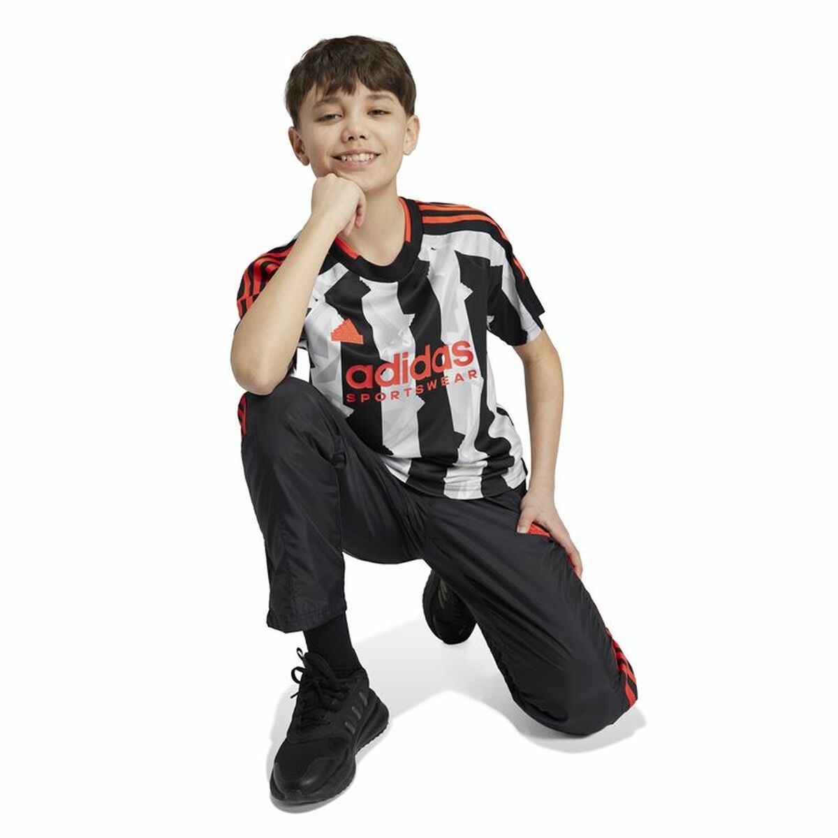 Παιδική Μπλούζα με Κοντό Μανίκι Adidas Tiro Λευκό Μαύρο
