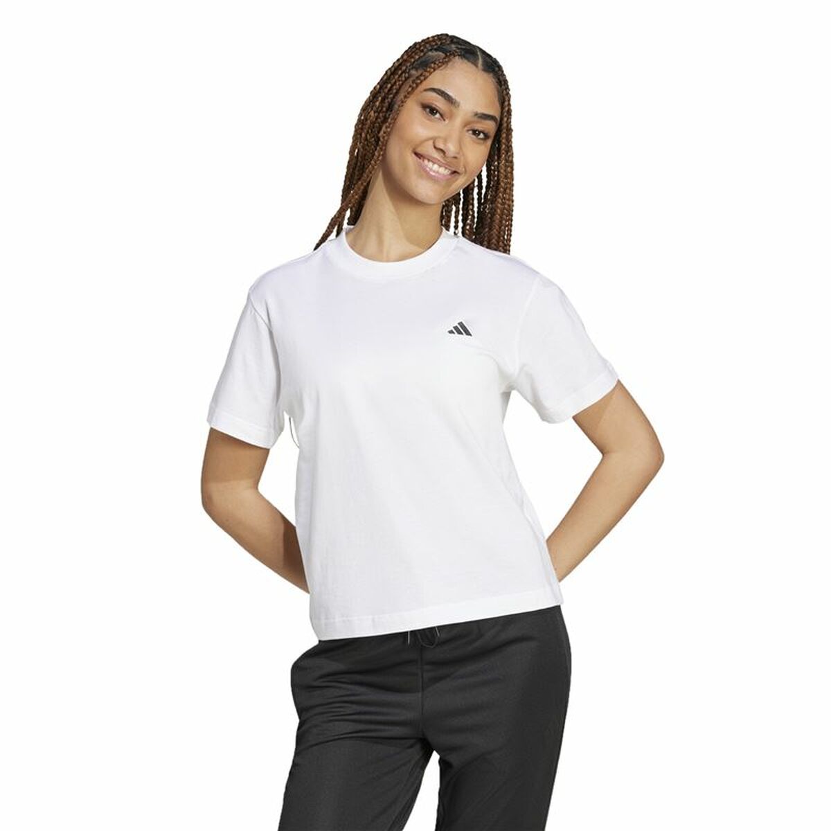 Γυναικεία Μπλούζα με Κοντό Μανίκι Adidas Essentials Λευκό