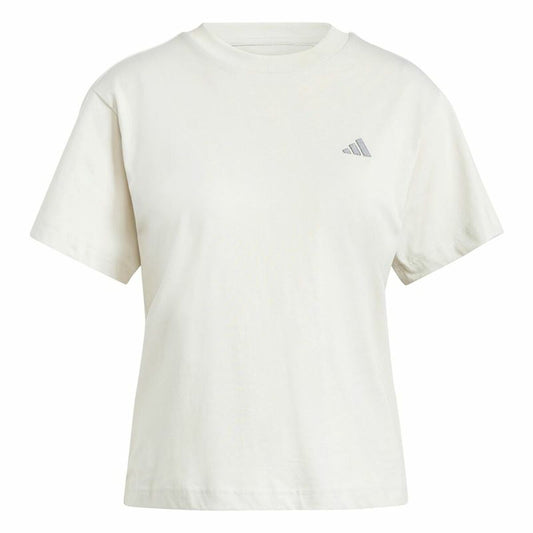 Γυναικεία Μπλούζα με Κοντό Μανίκι Adidas Essentials Small Logo Λευκό Μπεζ