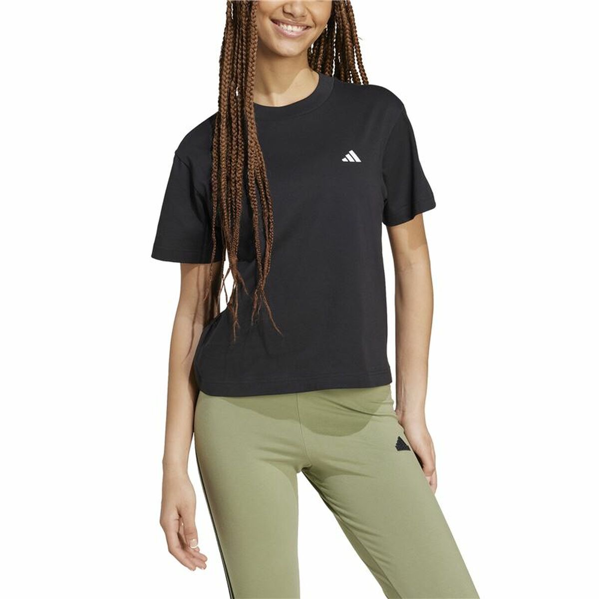Γυναικεία Μπλούζα με Κοντό Μανίκι Adidas Essentials Μαύρο