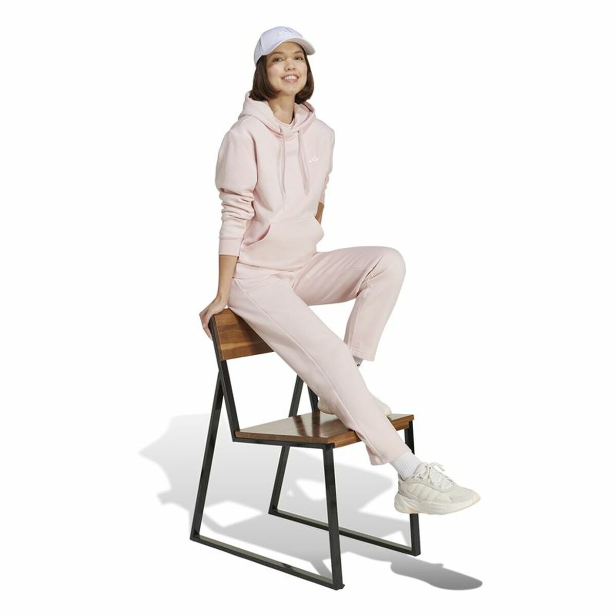 Μακρύ Αθλητικό Παντελόνι Adidas Essentials Small Logo Feel Cozy Open Ροζ Γυναίκα