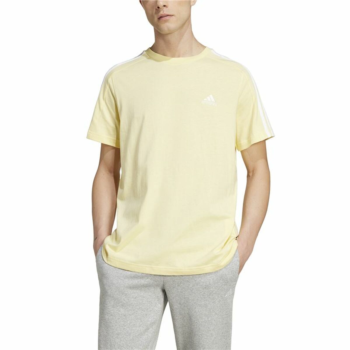 Ανδρική Μπλούζα με Κοντό Μανίκι Adidas Essentials Single Jersey 3-Stripes Κίτρινο