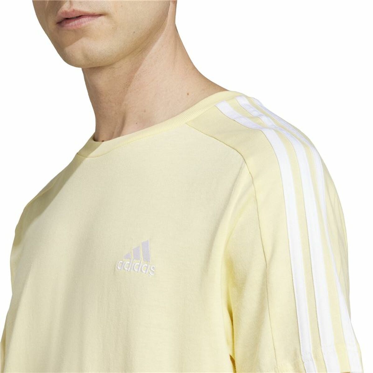 Ανδρική Μπλούζα με Κοντό Μανίκι Adidas Essentials Single Jersey 3-Stripes Κίτρινο