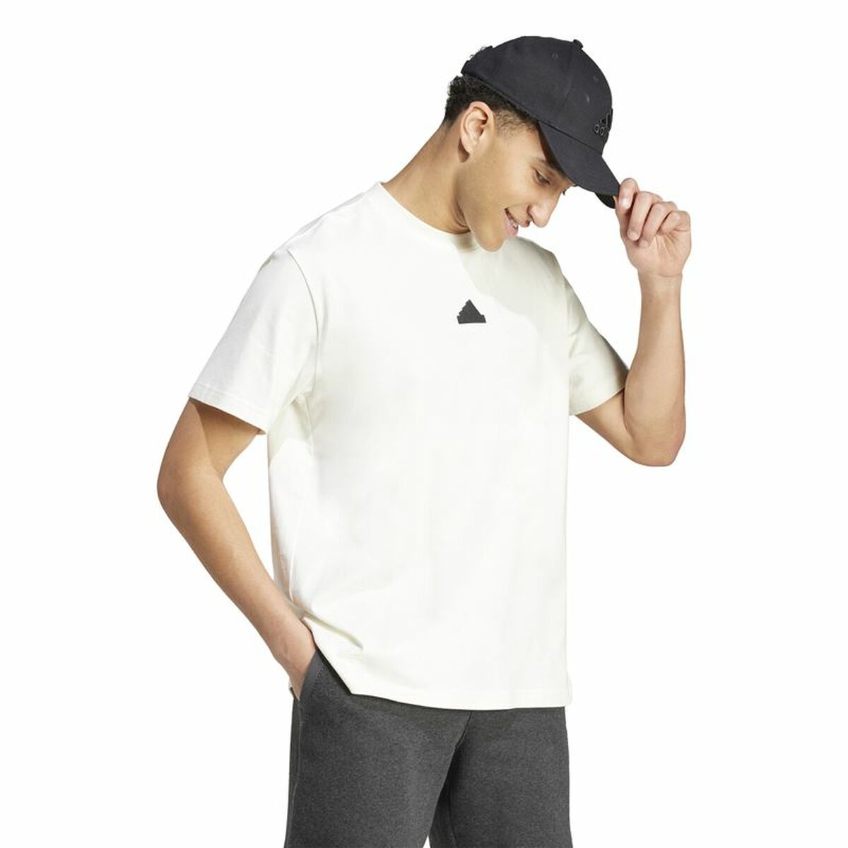 Ανδρική Μπλούζα με Κοντό Μανίκι Adidas Brand Love Λευκό