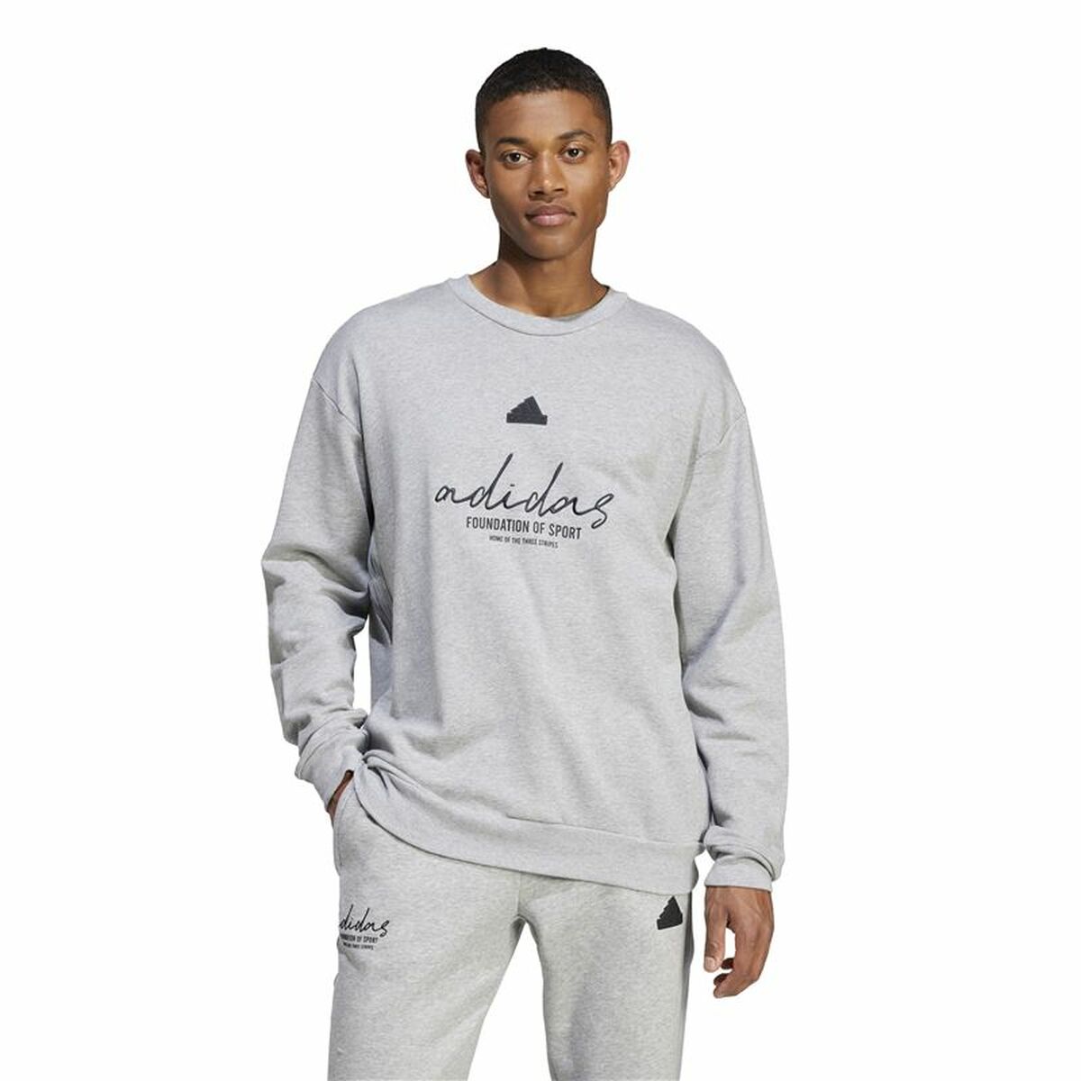 Ανδρικό Φούτερ χωρίς Κουκούλα Adidas Brand Love French Terry Γκρι