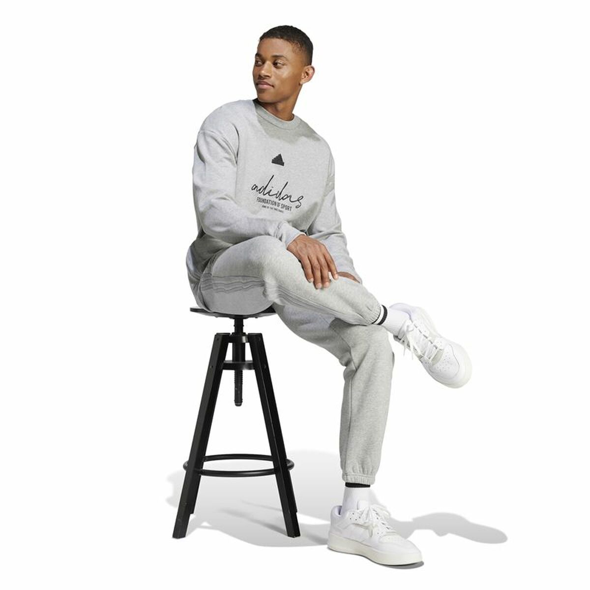 Ανδρικό Φούτερ χωρίς Κουκούλα Adidas Brand Love French Terry Γκρι