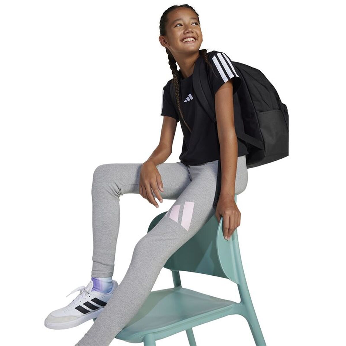 Αθλητικά Κολάν για Παιδιά Adidas Essentials Big Logo Γκρι Ροζ