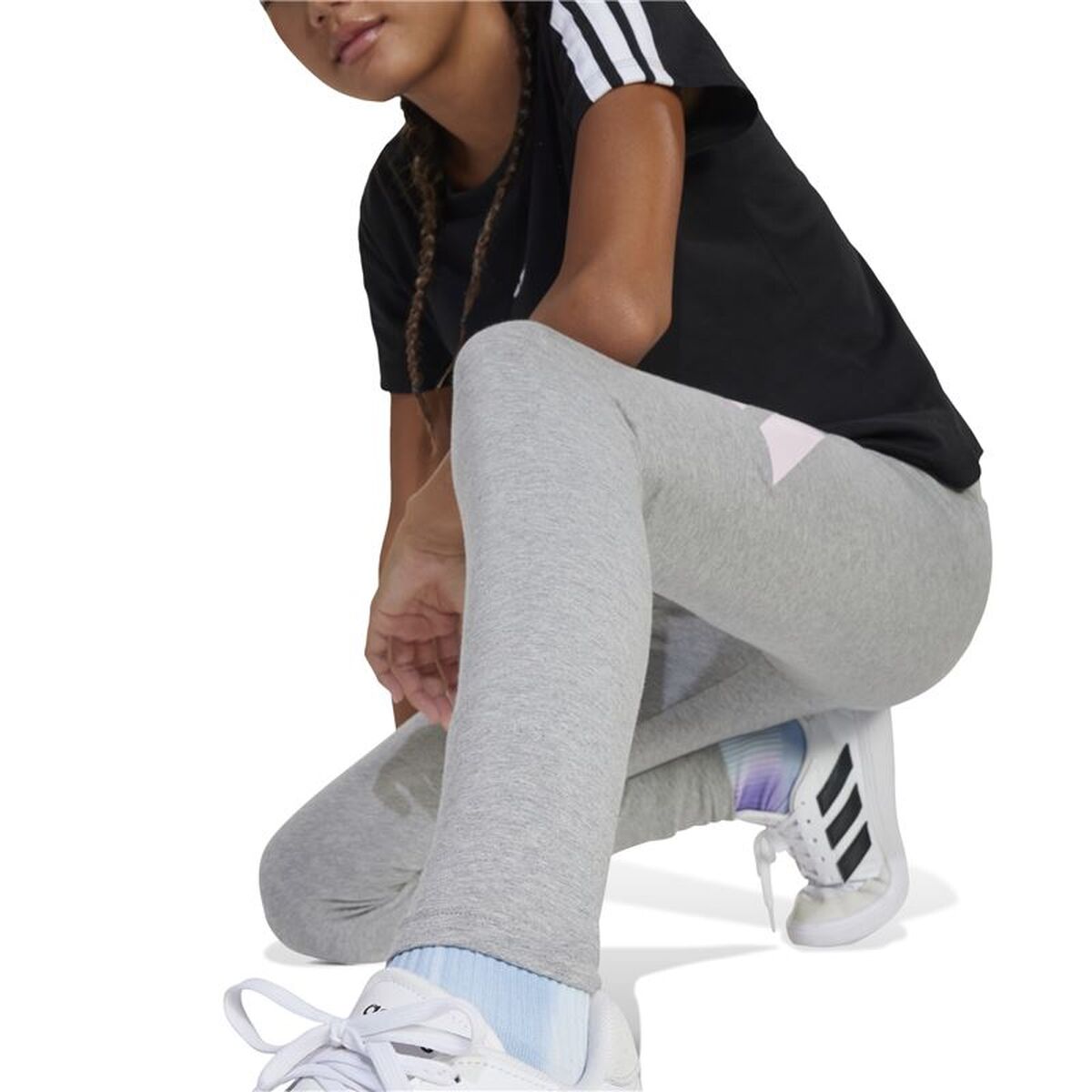 Αθλητικά Κολάν για Παιδιά Adidas Essentials Big Logo Γκρι Ροζ