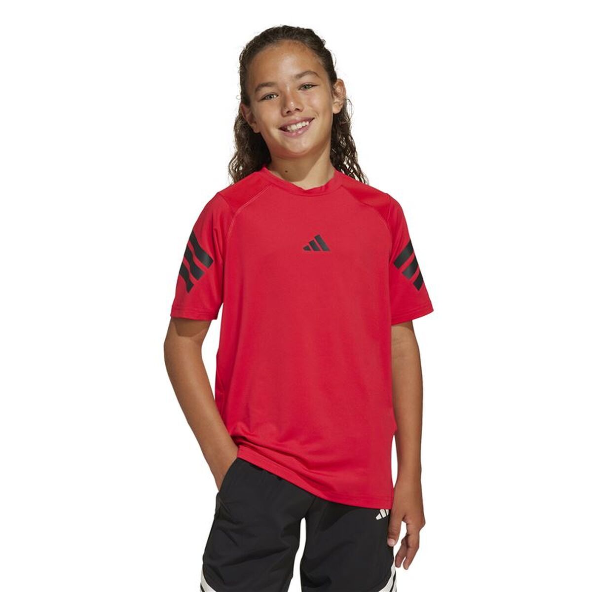 Παιδικό Μπλούζα με Κοντό Μανίκι Adidas All Sports Μαύρο Κόκκινο