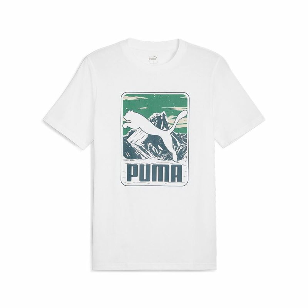 Ανδρική Μπλούζα με Κοντό Μανίκι Puma GRAPHICS Mountain Λευκό