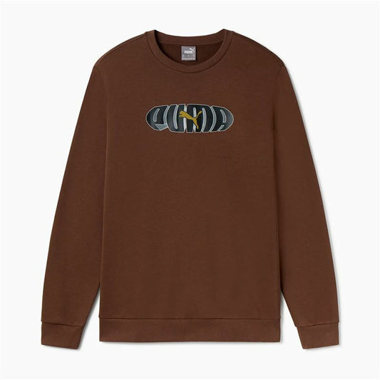 Ανδρικό Φούτερ χωρίς Κουκούλα Puma Essentials+ Graphic Crew Fl Hombre Καφέ