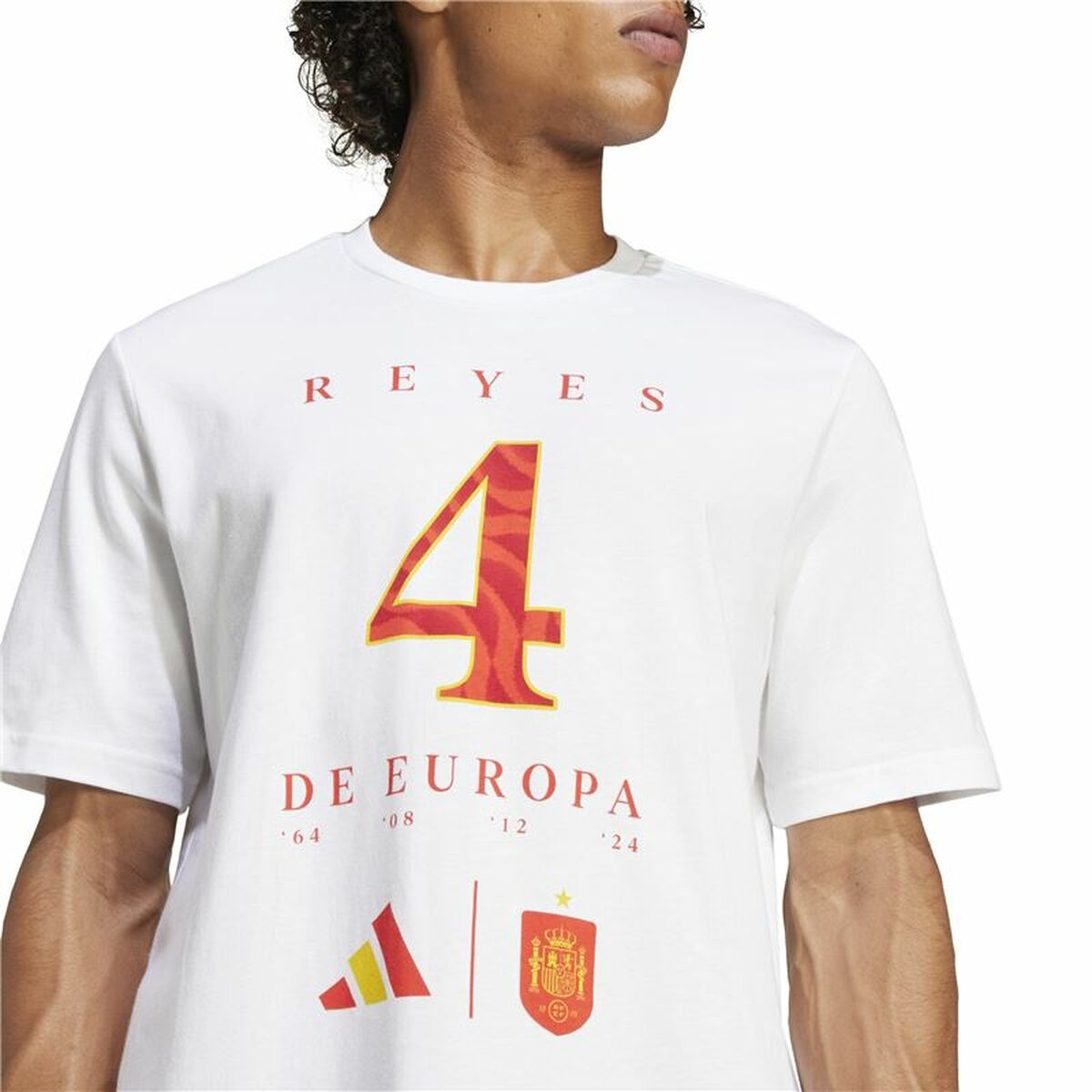 Ανδρική Μπλούζα με Κοντό Μανίκι Adidas España Campeones de Europa Λευκό