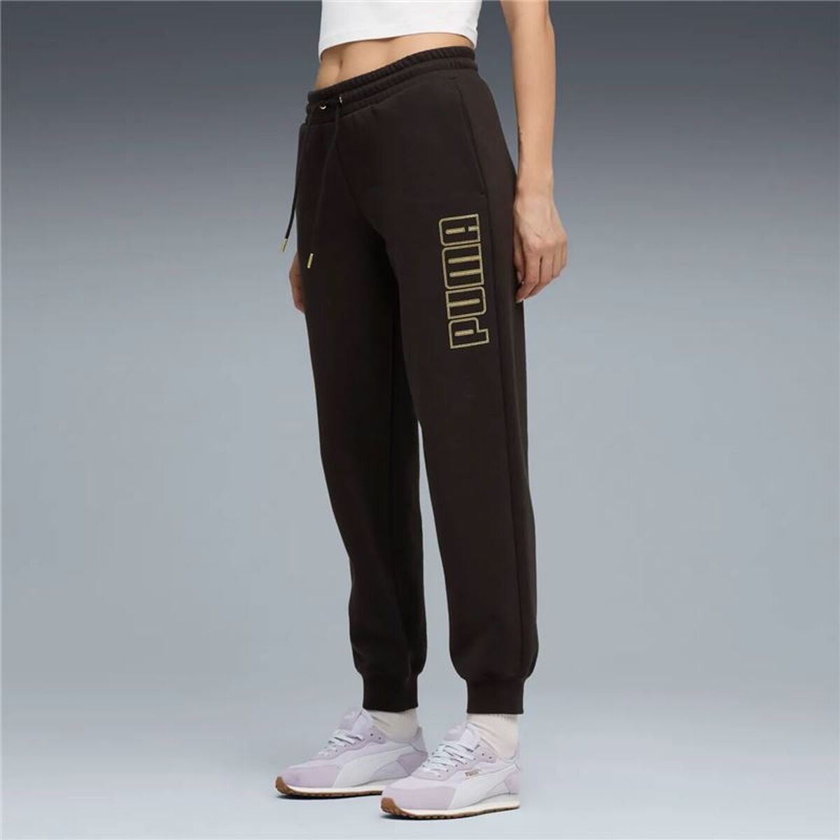 Μακρύ Αθλητικό Παντελόνι Puma Maximal Metallic Sweatpants Μαύρο Γυναίκα