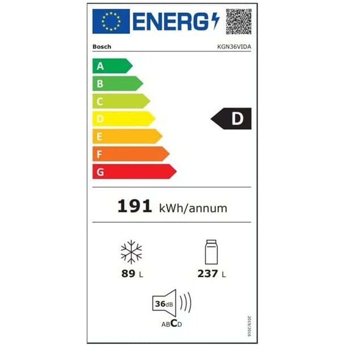 Συνδυασμένο Ψυγείο BOSCH KGN36VIDA Ασημί Χάλυβας (Ανακαινισμenα C)