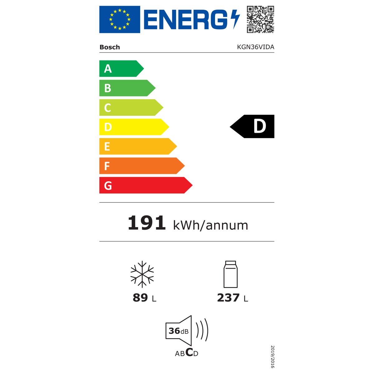 Συνδυασμένο Ψυγείο BOSCH KGN36VIDA Ασημί Χάλυβας (Ανακαινισμenα C)