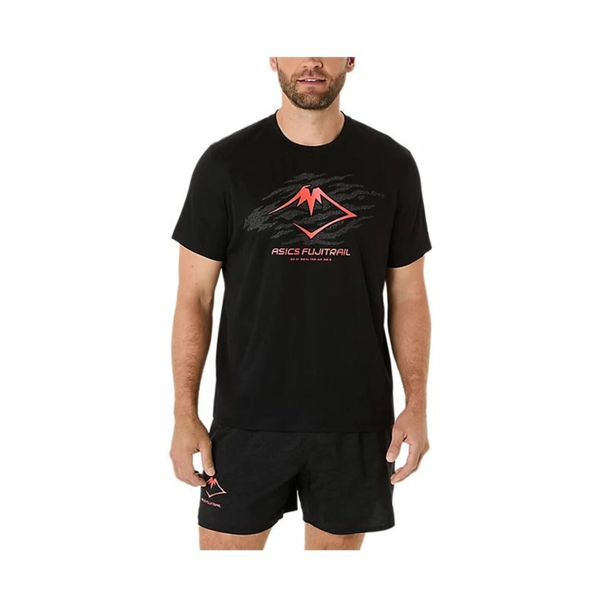 Ανδρική Μπλούζα με Κοντό Μανίκι Asics Fujitrail Logo Ss Top Μαύρο
