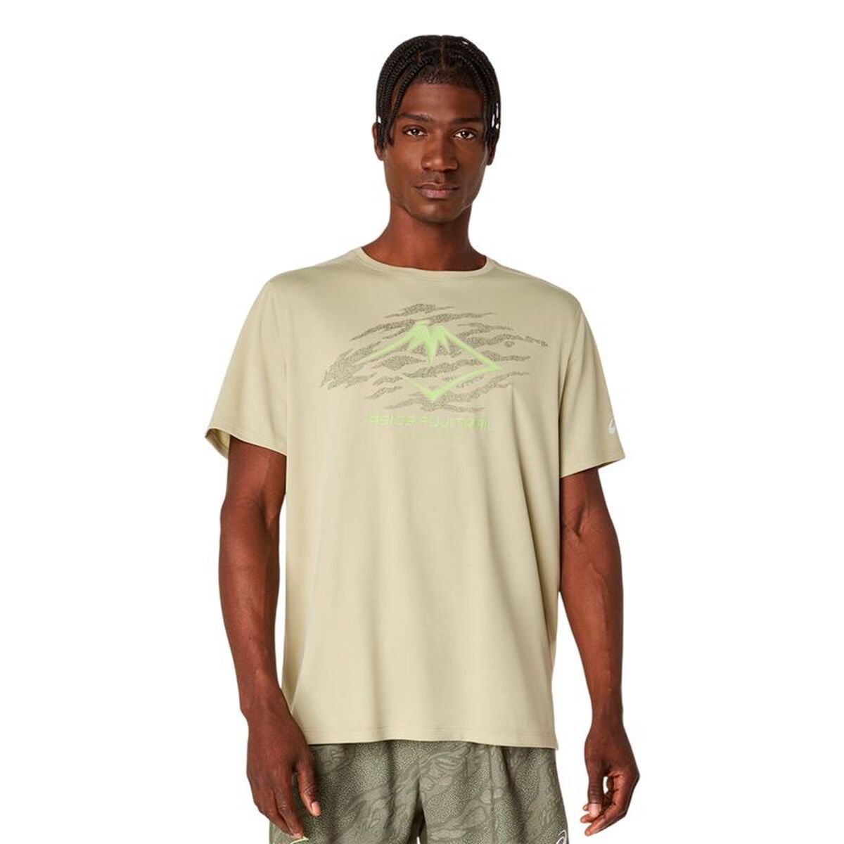 Ανδρική Μπλούζα με Κοντό Μανίκι Asics Fujitrail Logo Μπεζ