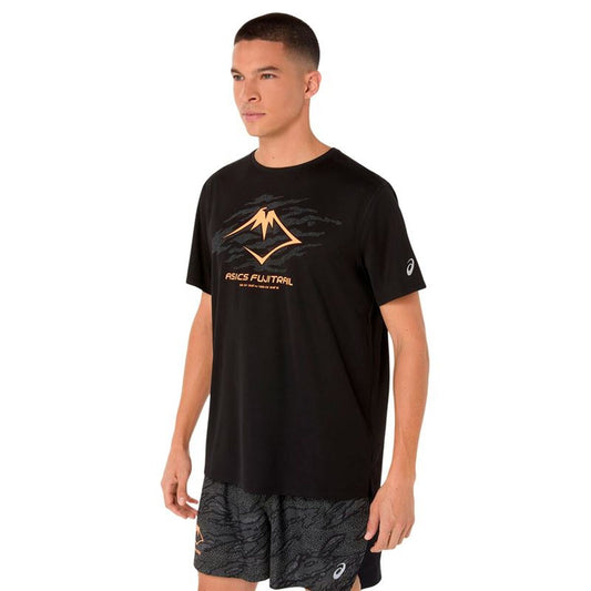 Ανδρική Μπλούζα με Κοντό Μανίκι Asics Fujitrail Logo Μαύρο