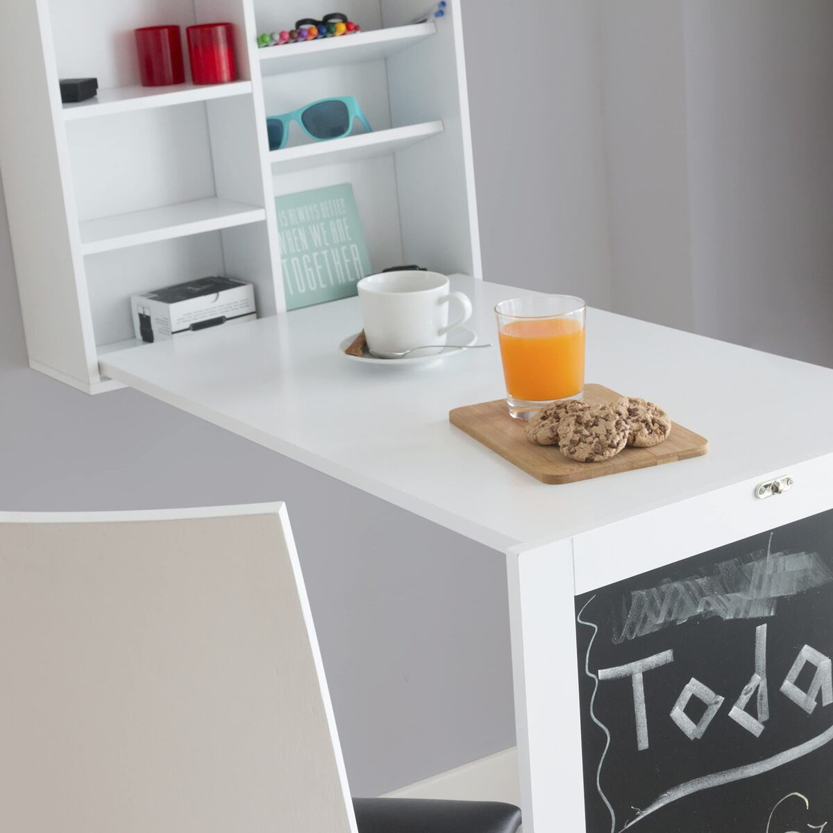 Πτυσσόμενο Γραφείο Τοίχου Woldy InnovaGoods Λευκό Ξύλο (Ανακαινισμένα A)