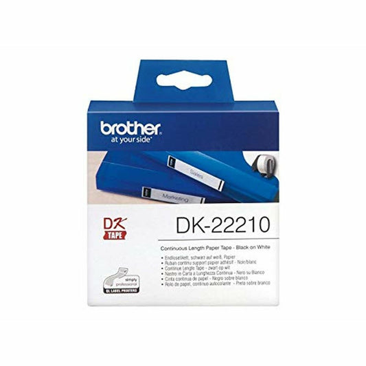 Συνεχές Χαρτί για Εκτυπωτές Brother DK22210 29 x 30,48 mm Λευκό Μαύρο 80 g/m² (x1)