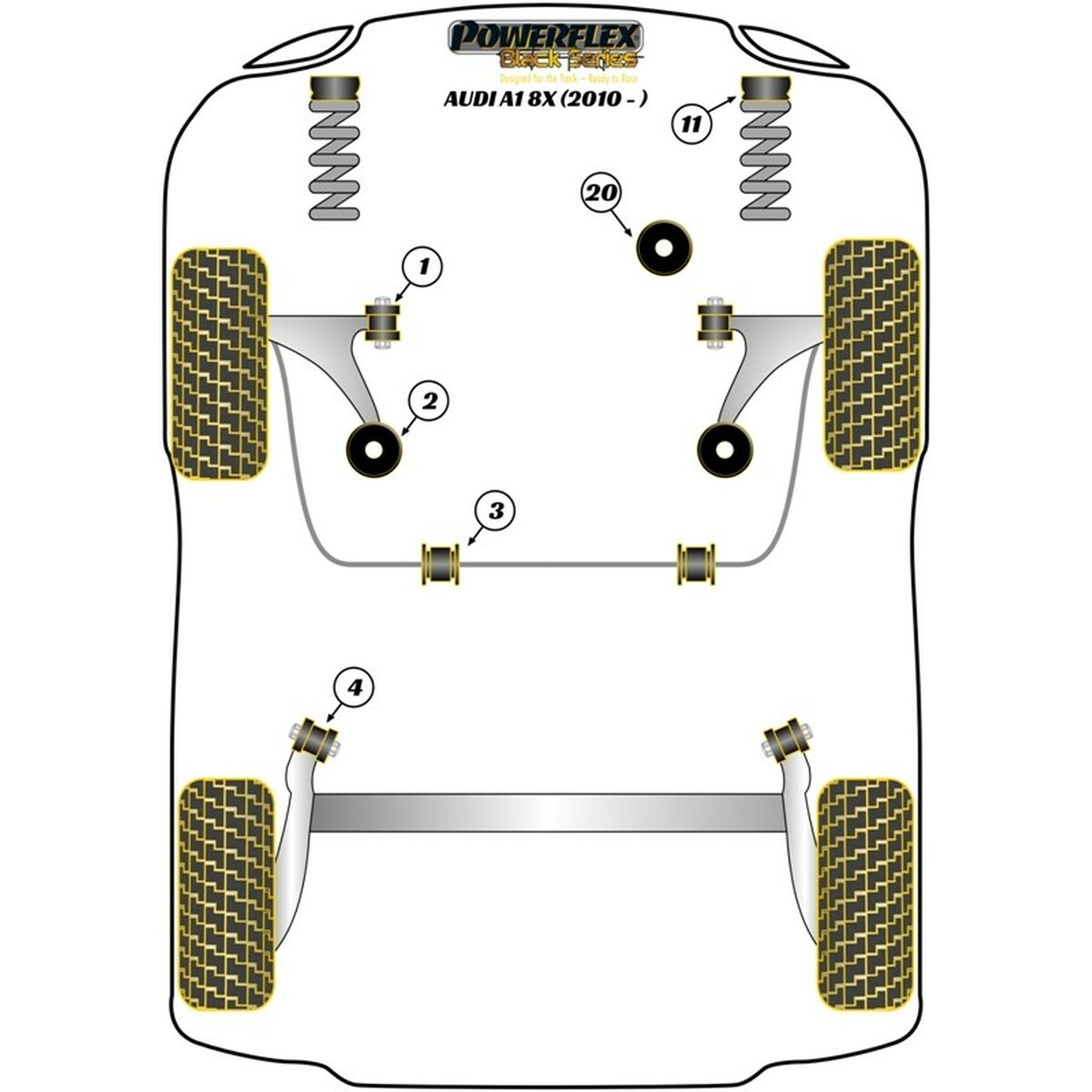Silentblock Powerflex PFF85-201BLK Delantera 2 Τεμάχια