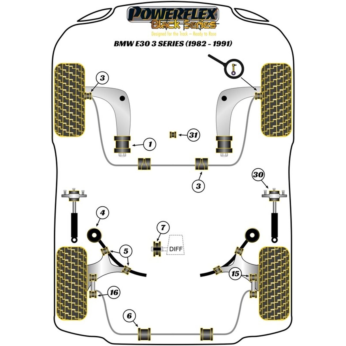 Silentblock Powerflex PFR5-315BLK Πίσω 2 Τεμάχια