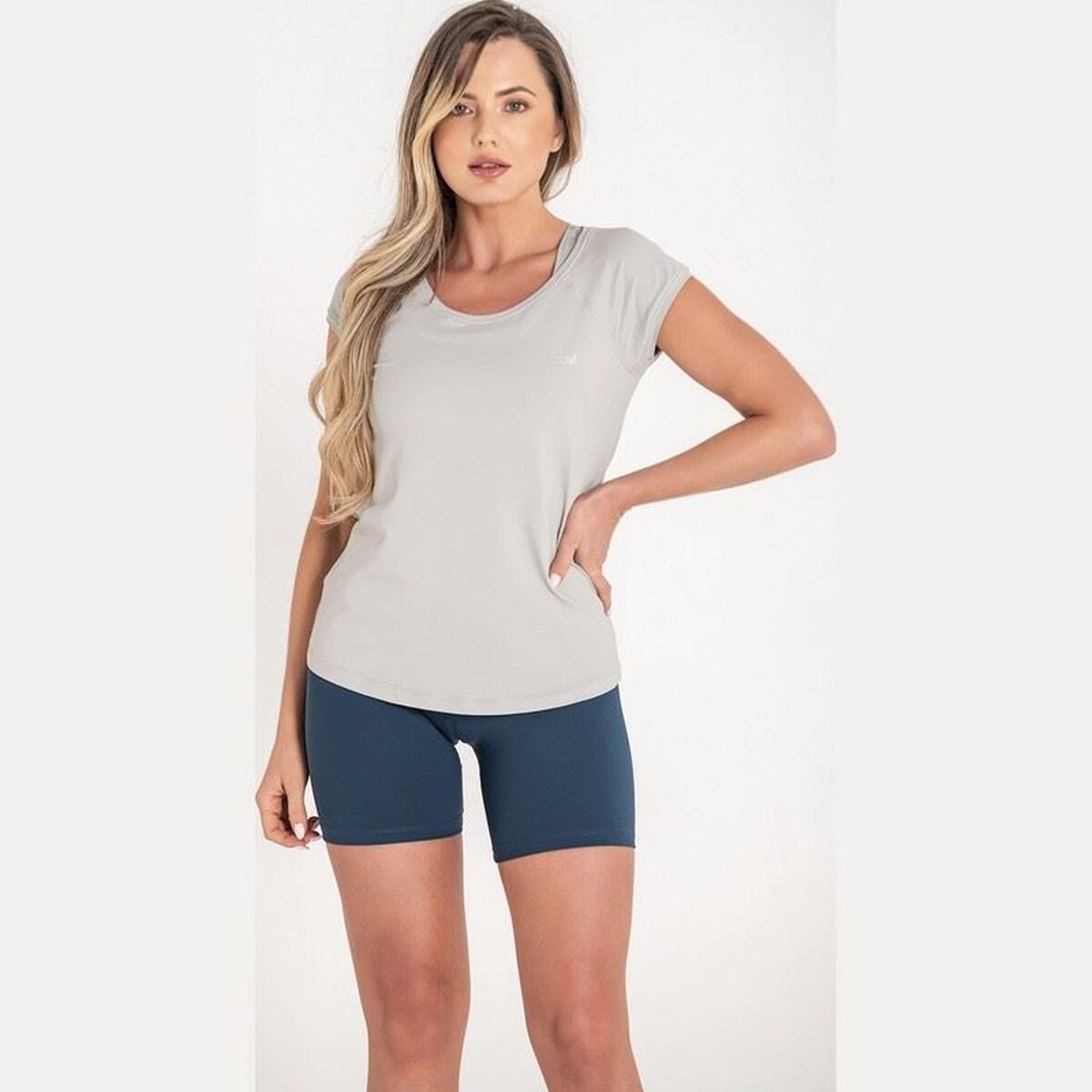 Γυναικεία Μπλούζα με Κοντό Μανίκι Ditchil Ανοιχτό Γκρι Fitness
