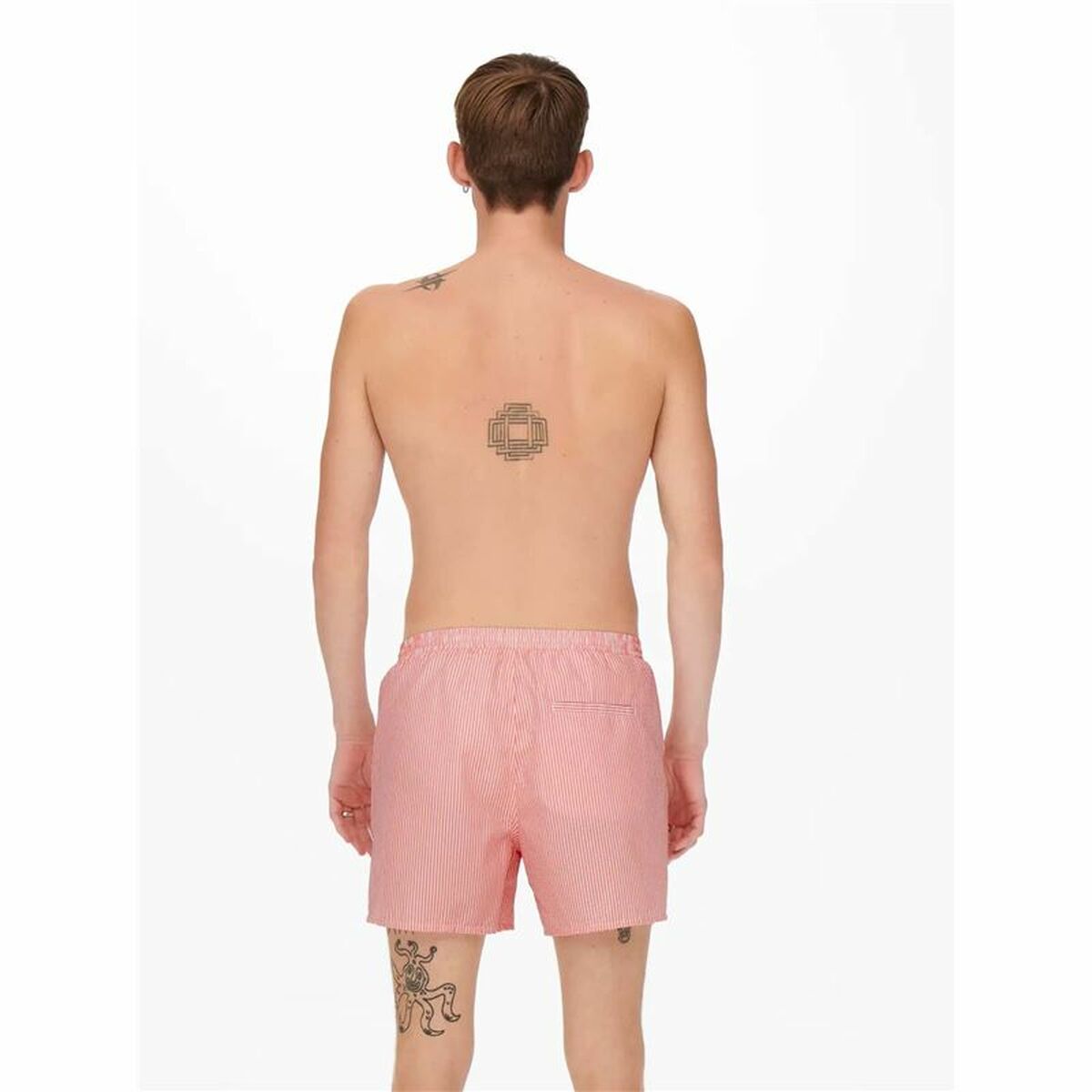 Ανδρικά Μαγιό Only & Sons Onsted Stripe Seersucker Ροζ