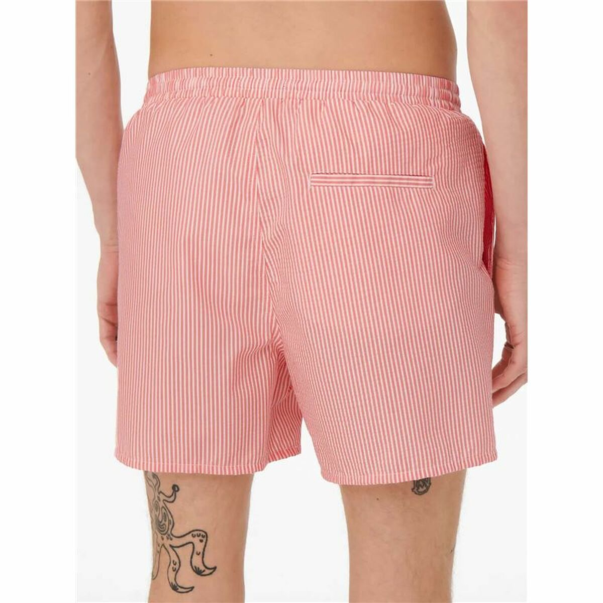 Ανδρικά Μαγιό Only & Sons Onsted Stripe Seersucker Ροζ