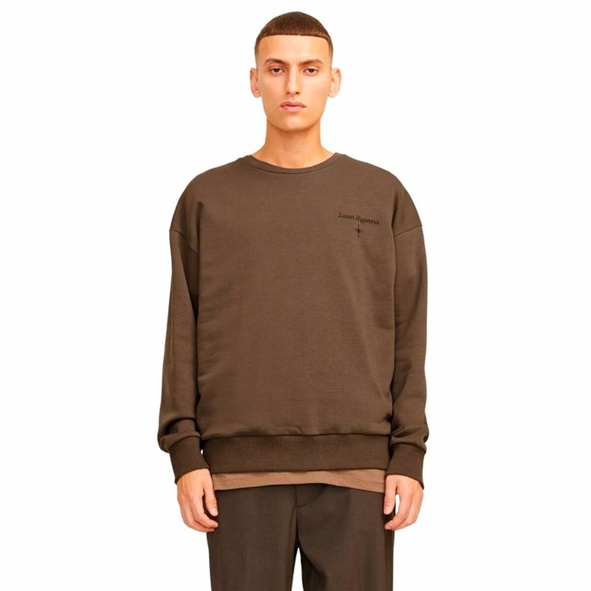 Ανδρικό Φούτερ χωρίς Κουκούλα Jack & Jones Jjmystic Λευκό Καφέ